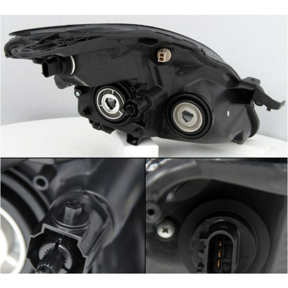 For 07-09 Nissan Altima 4Dr Sedan Black Headlights + Black Tail Lights Pair Set