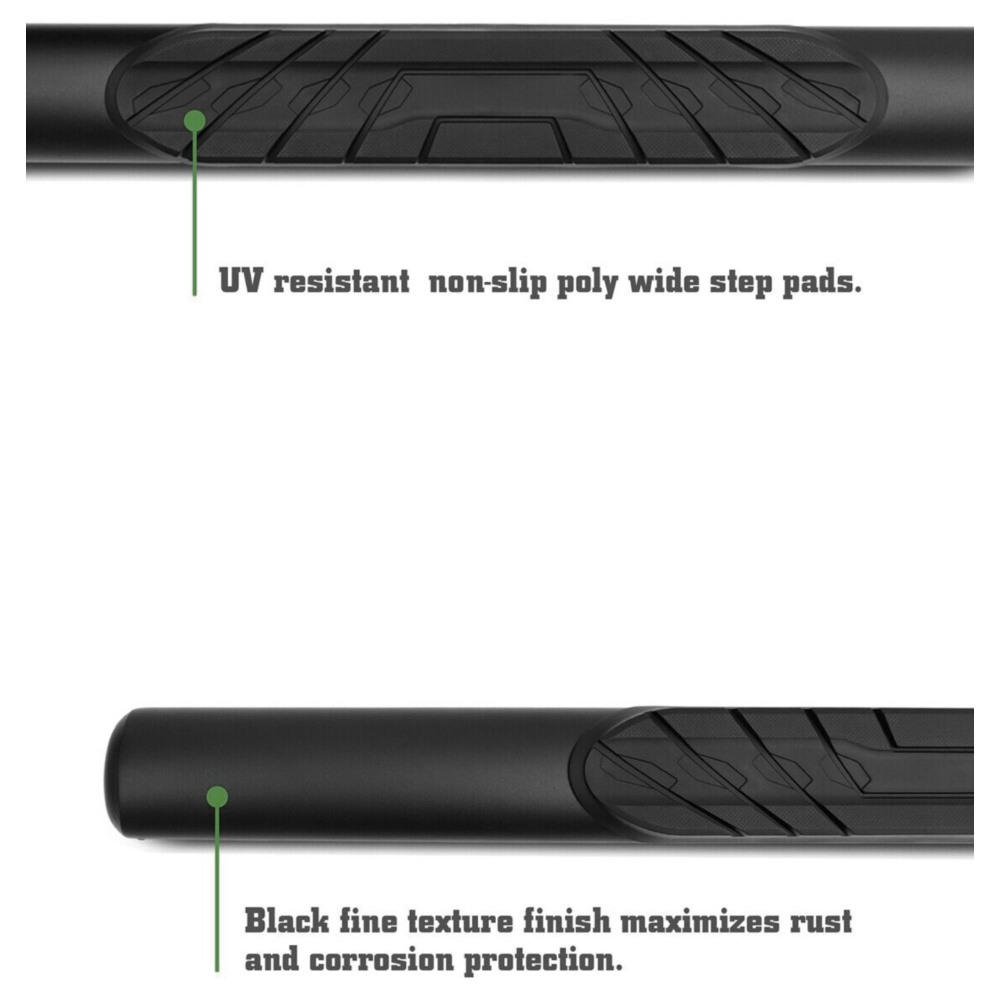 4" Texture Black Side Step Rails For Dodge Ram Quad Cab Nerf Bars