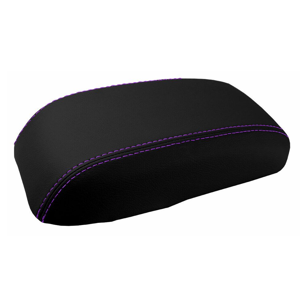 Console Lid Pull Over Armrest Cover Leather For Dodge Neon 00-05 Purple Stitch