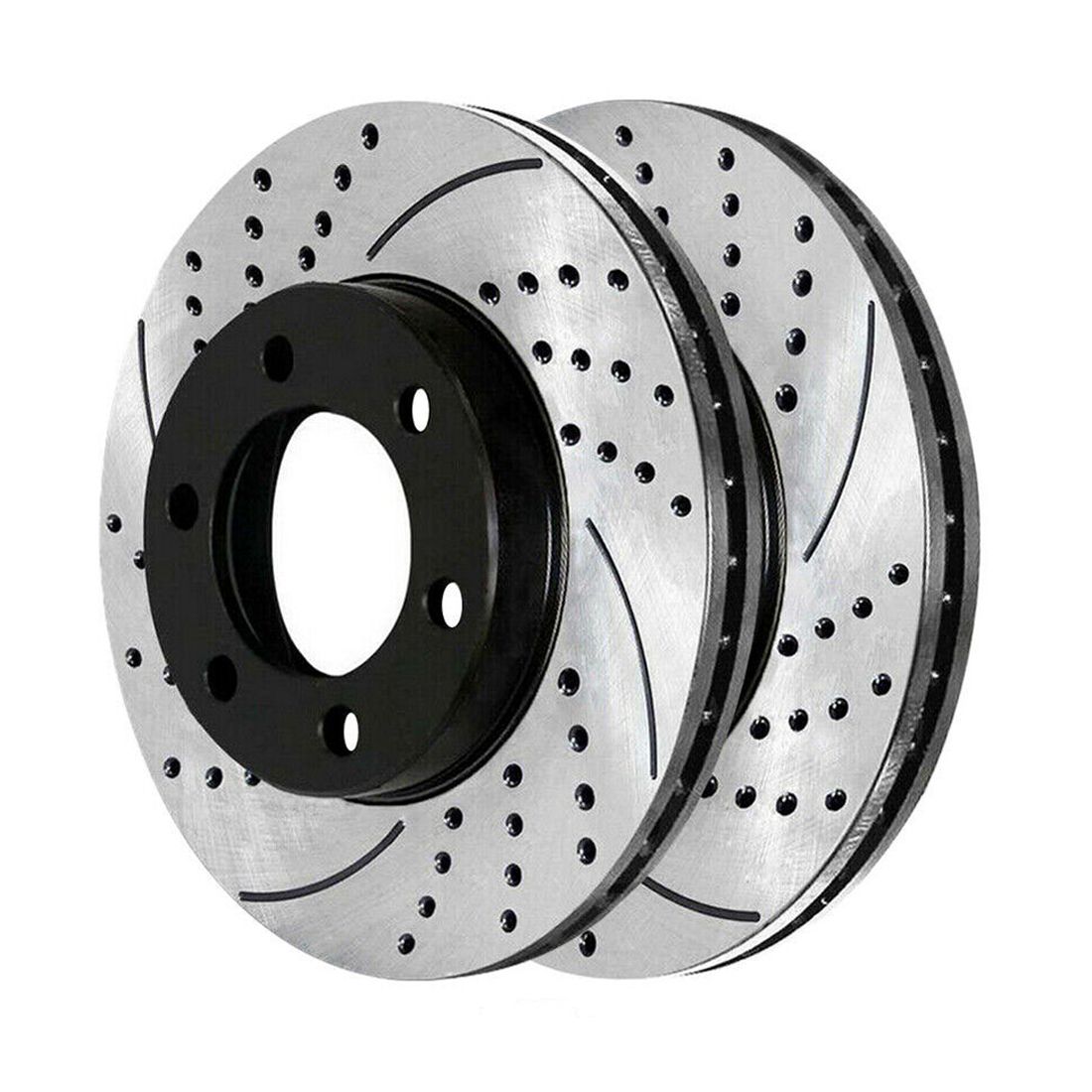 Front Drilled Slotted Brake Rotors Black 2 For Dodge Dakota Durango 5.9L V8