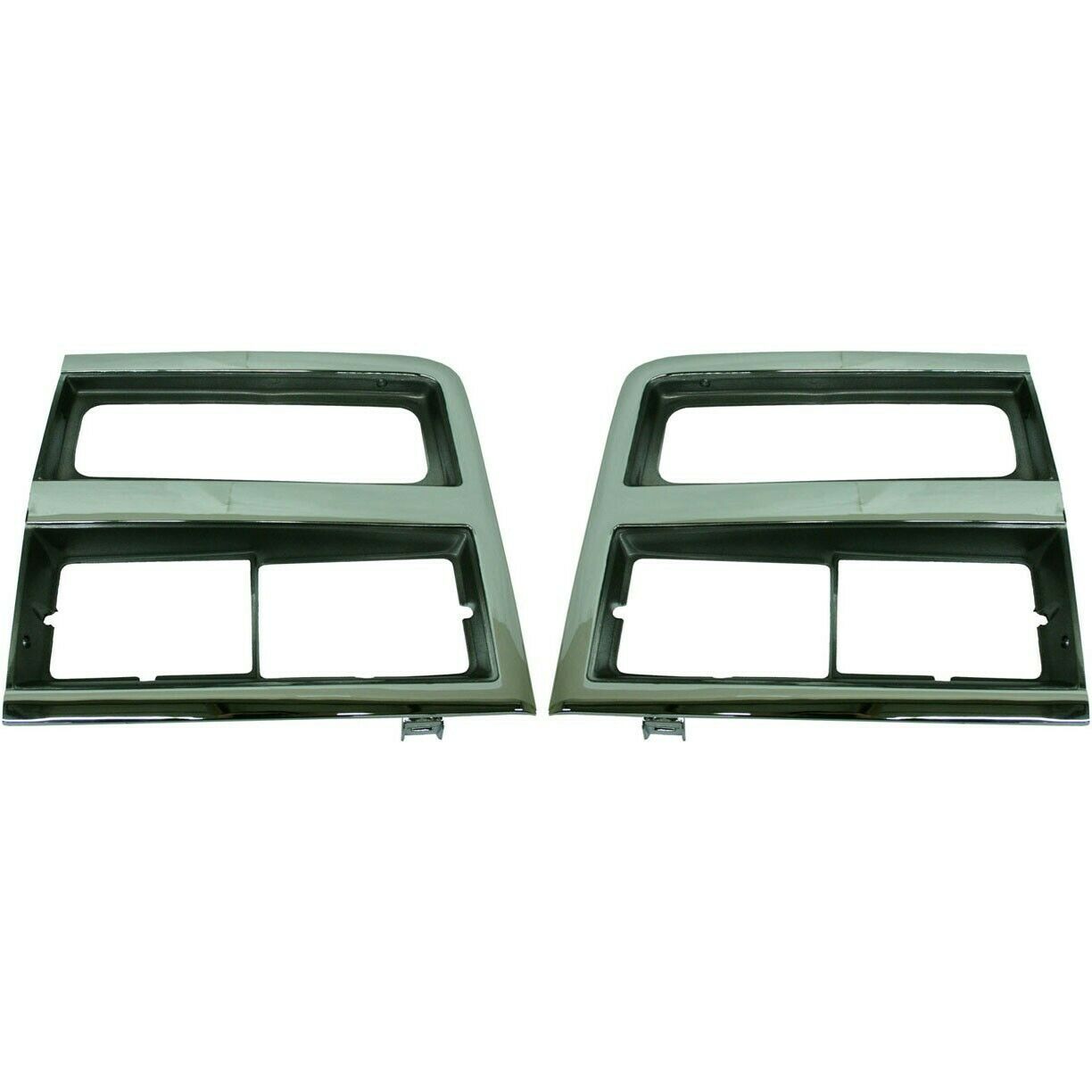 Headlight Trim Bezels Argent/Gray & Chrome Left & Right Pair Set For Chevy Truck