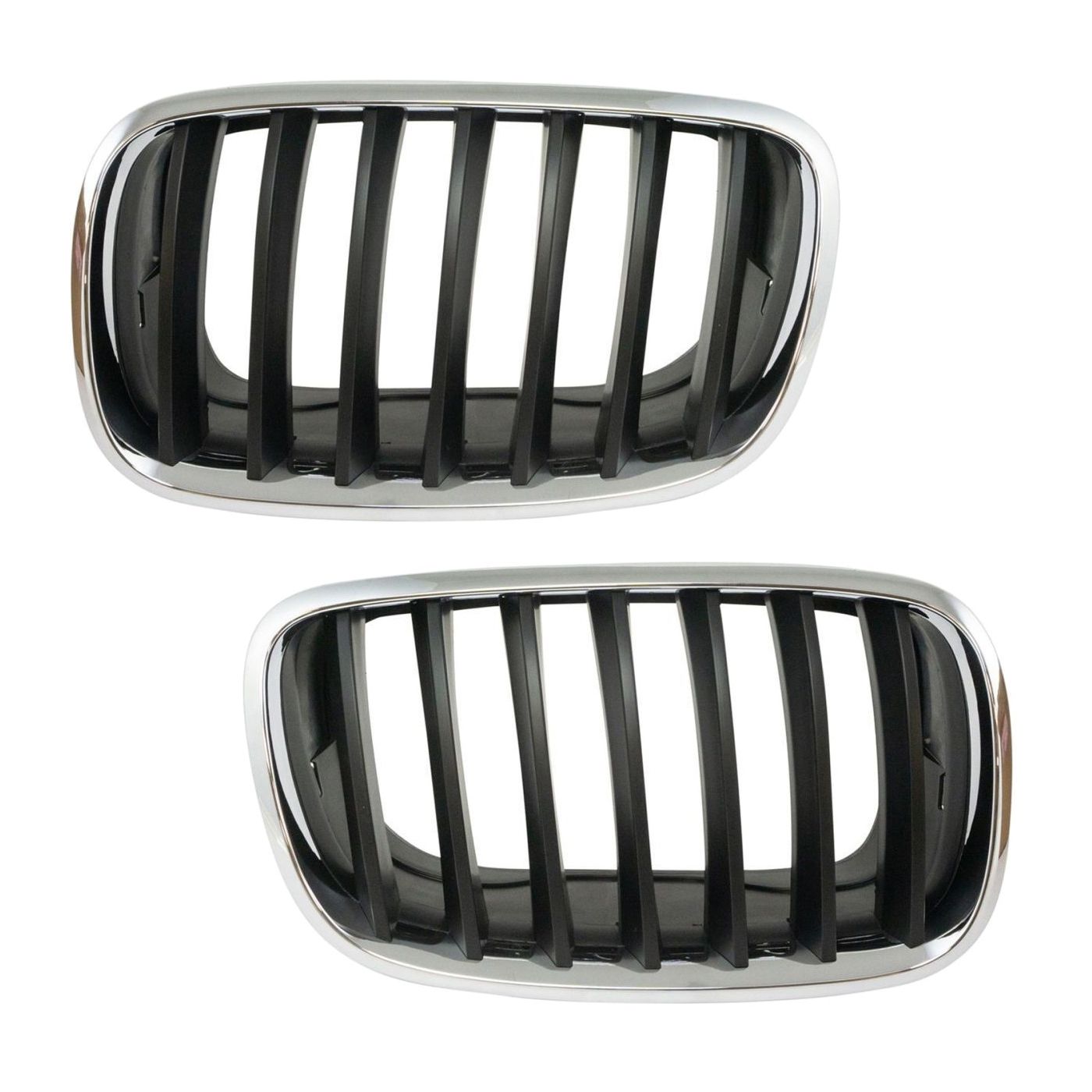 Front Hood Mounted Chrome & Black Grille Left/Right Pair For BMW Truck SUV X5 X6