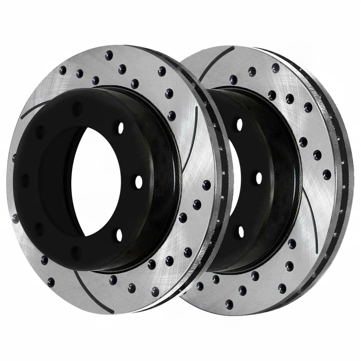 Front & Rear Drilled Slotted Brake Rotors Black Set Of 4 For Chevy GMC Hummer