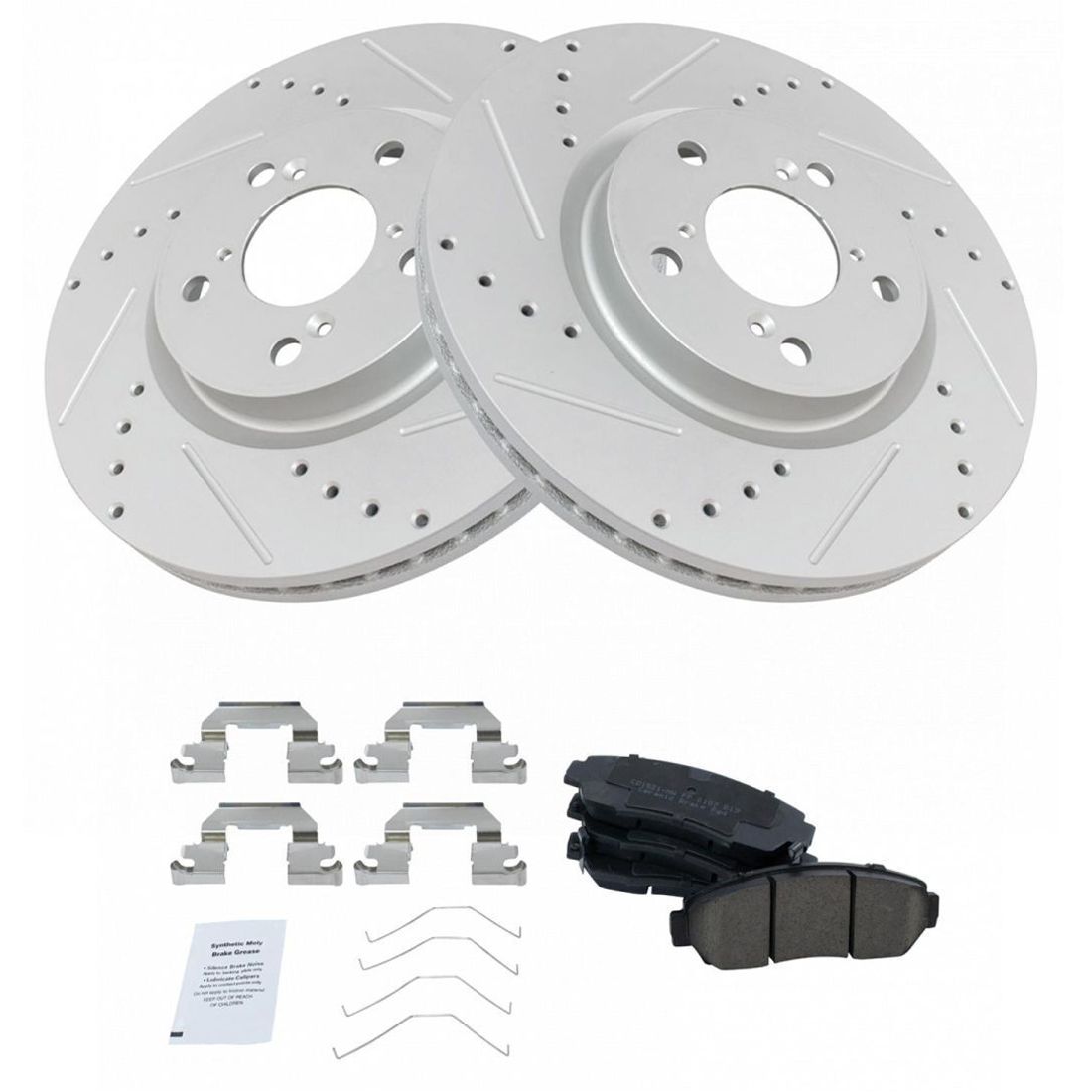 For Honda Odyssey Drilled Slotted Coated Brake Rotor & Ceramic Pad Front Kit
