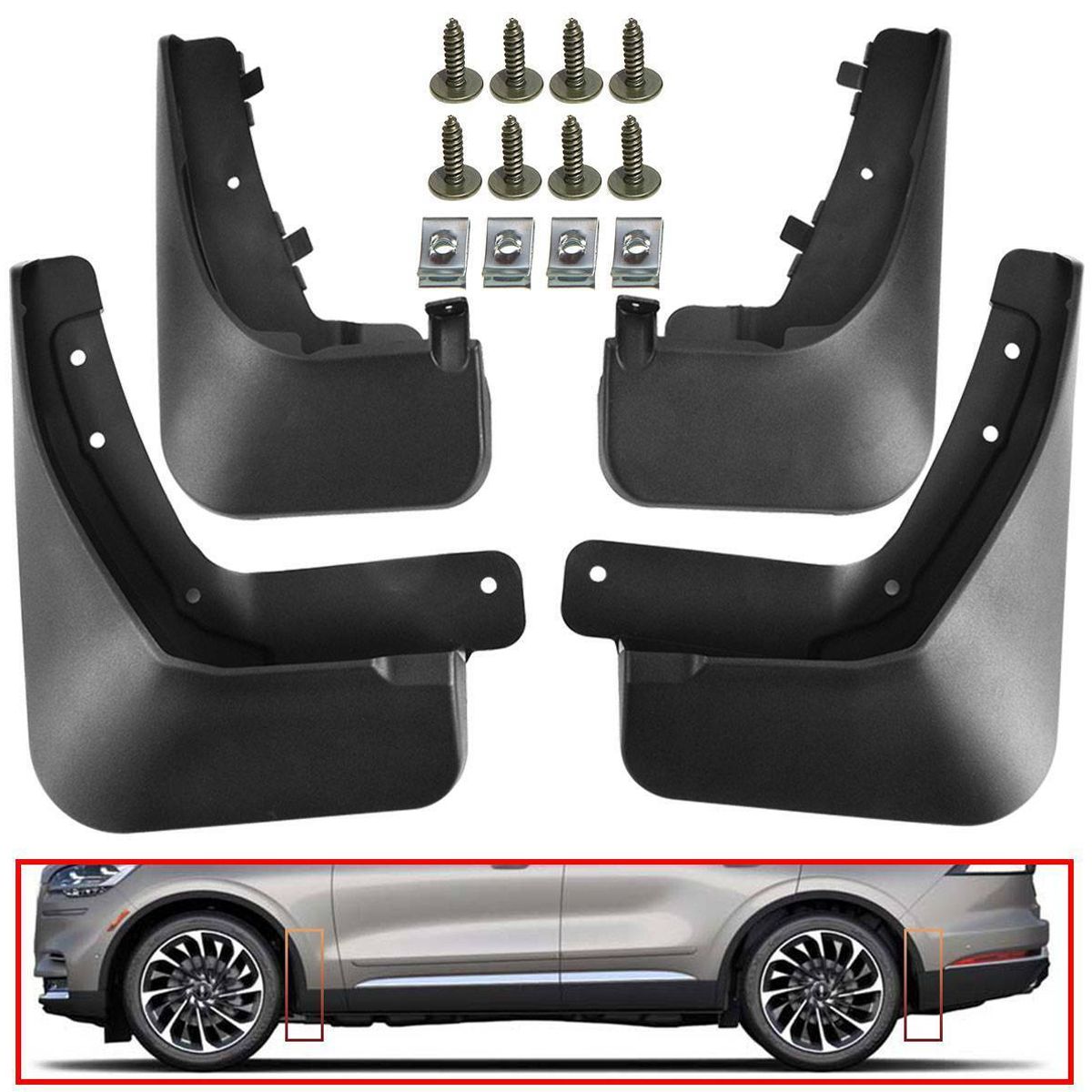 4PCS Mud Flaps Splash Guards Mudguards For Lincoln Aviator 2020 2021 Front Rear