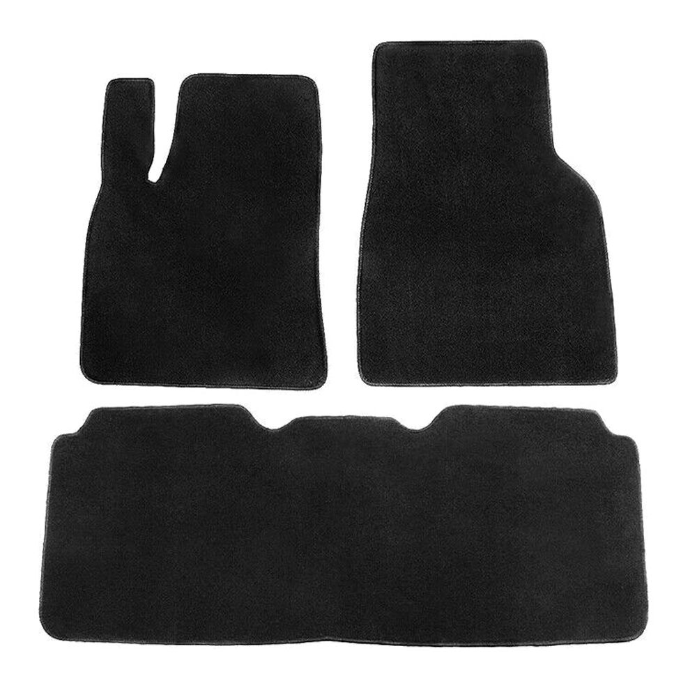 For 2017-2019 Tesla S 75D Sedan 3pcs Nylon Floor Mats Carpets Front Rear-Black