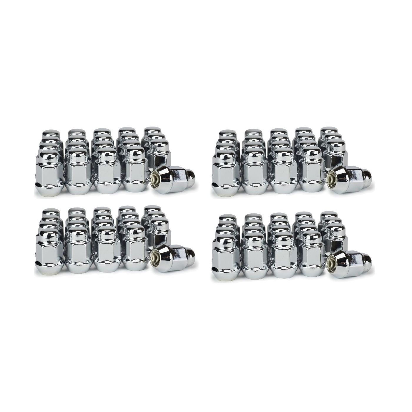 4 Sets Of - Bulge Acorn Wheels Rims Lug Nuts 12x1.5 Closed End Chrome 19mm Hex