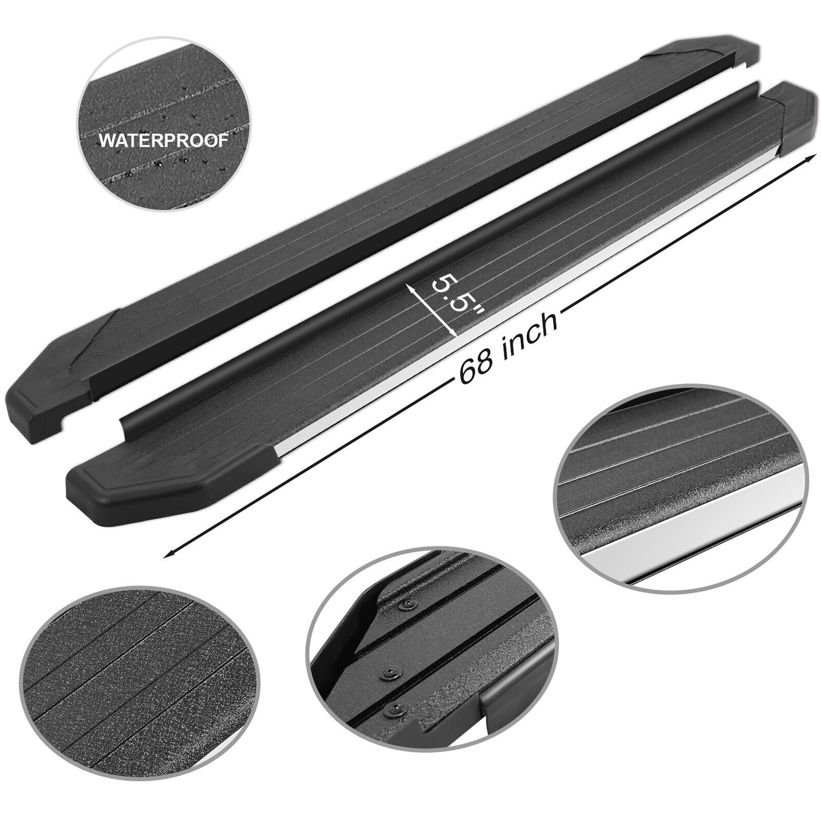 For 2019-2022 Pilot Black Edition 5.5" Running Boards Nerf Bars BLK Aluminum+SS