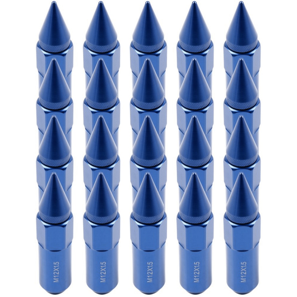 4 Sets Of - 20-pc M12x1.5 Blue + Key Style Wheel Lug Nuts For Acura Honda Toyota