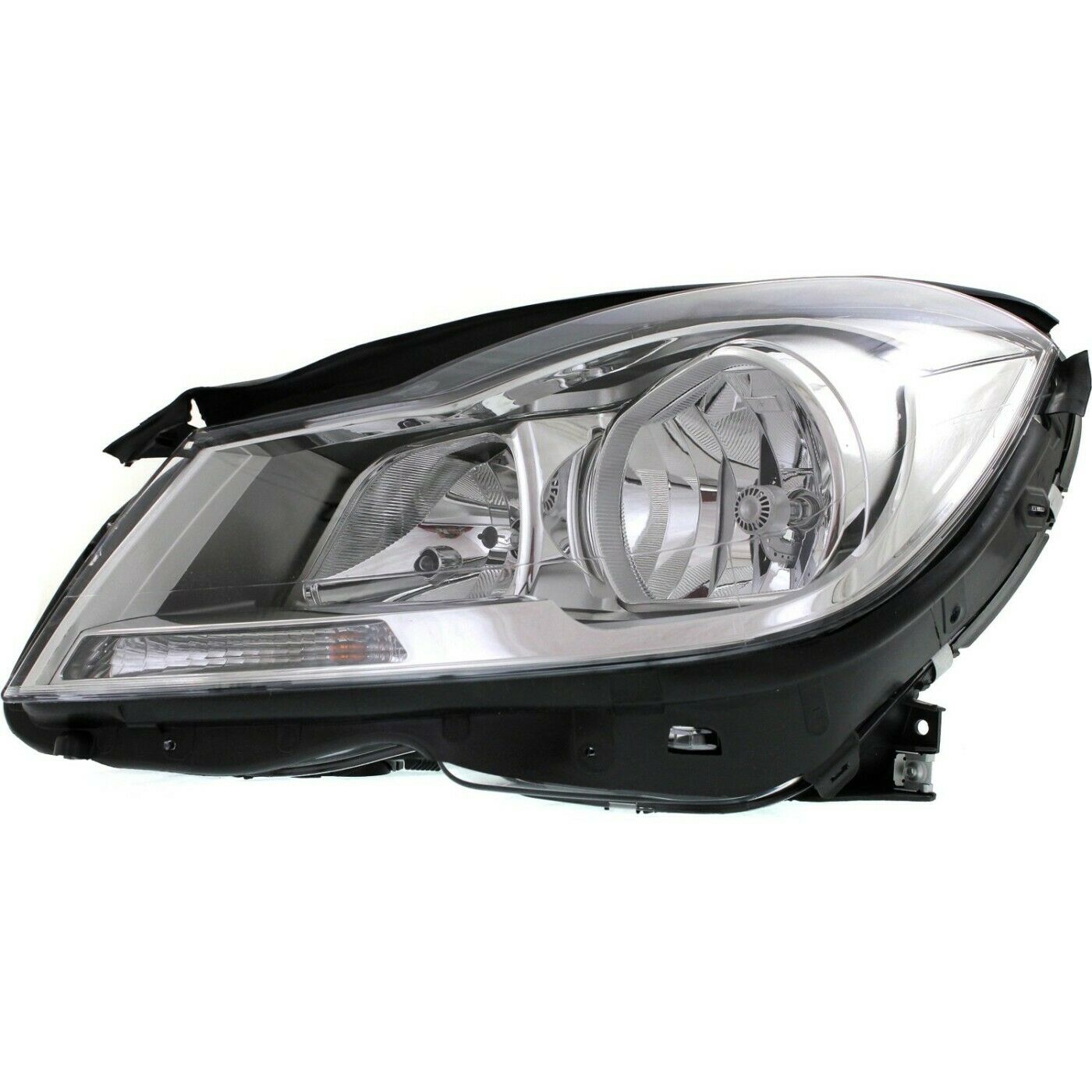 Headlight Set For 2012-2014 Benz C-Class Left And Right Chrome Housing 2Pc