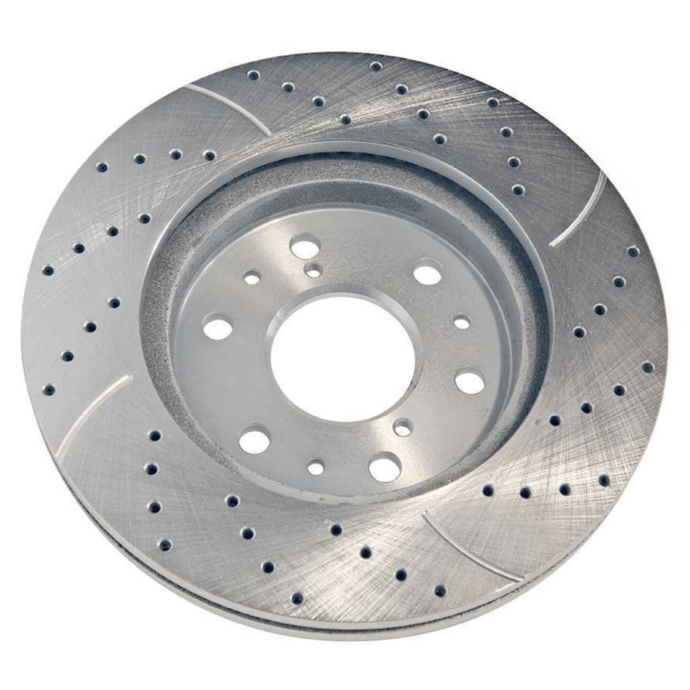 2 Sets Of - Front Drilled Slotted Brake Rotors Silver For Cadillac Chevrolet GMC 5.3L