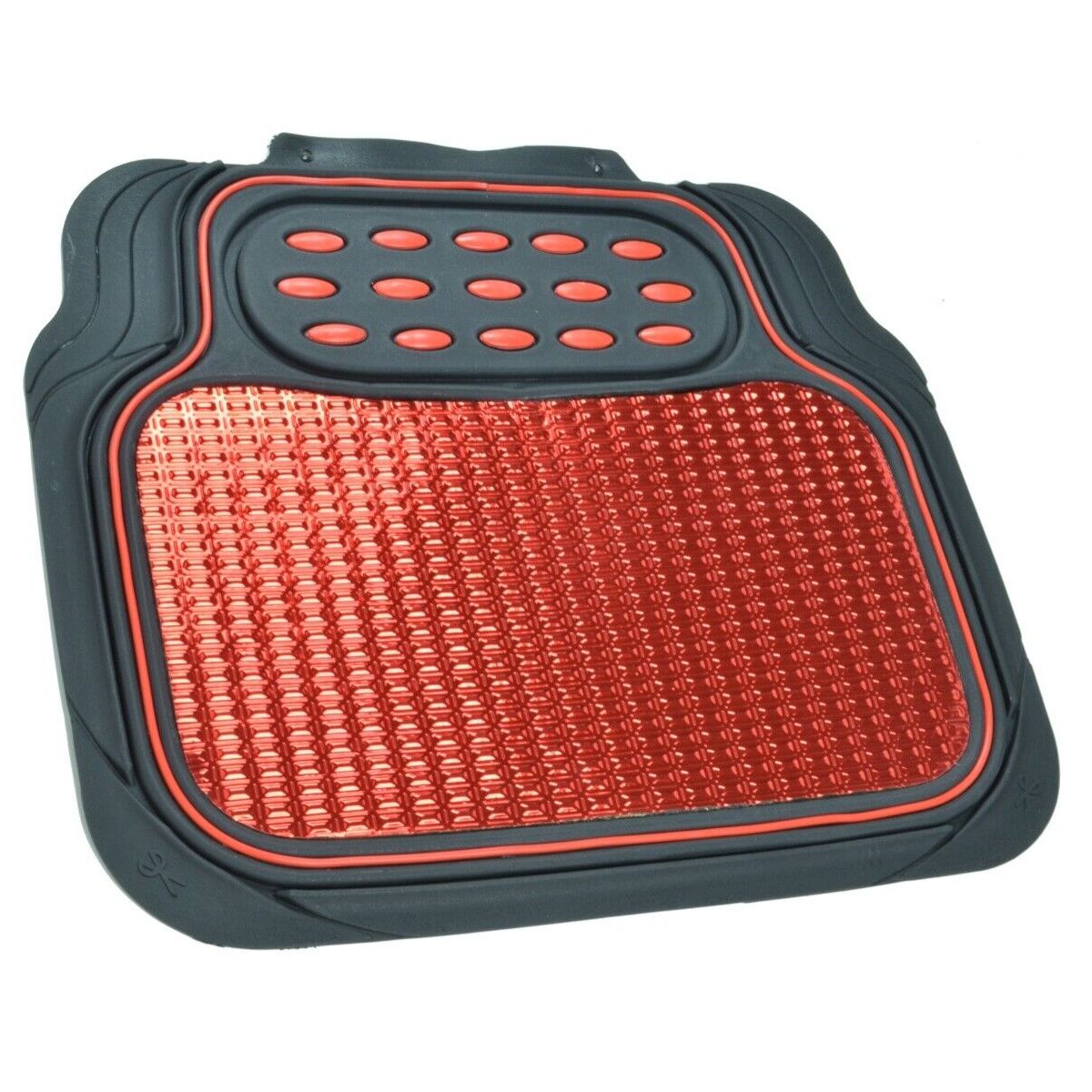 Metallic Rubber Floor Mats Red For 98-18 F-150 Car SUV Truck Black Trim To 4-pc