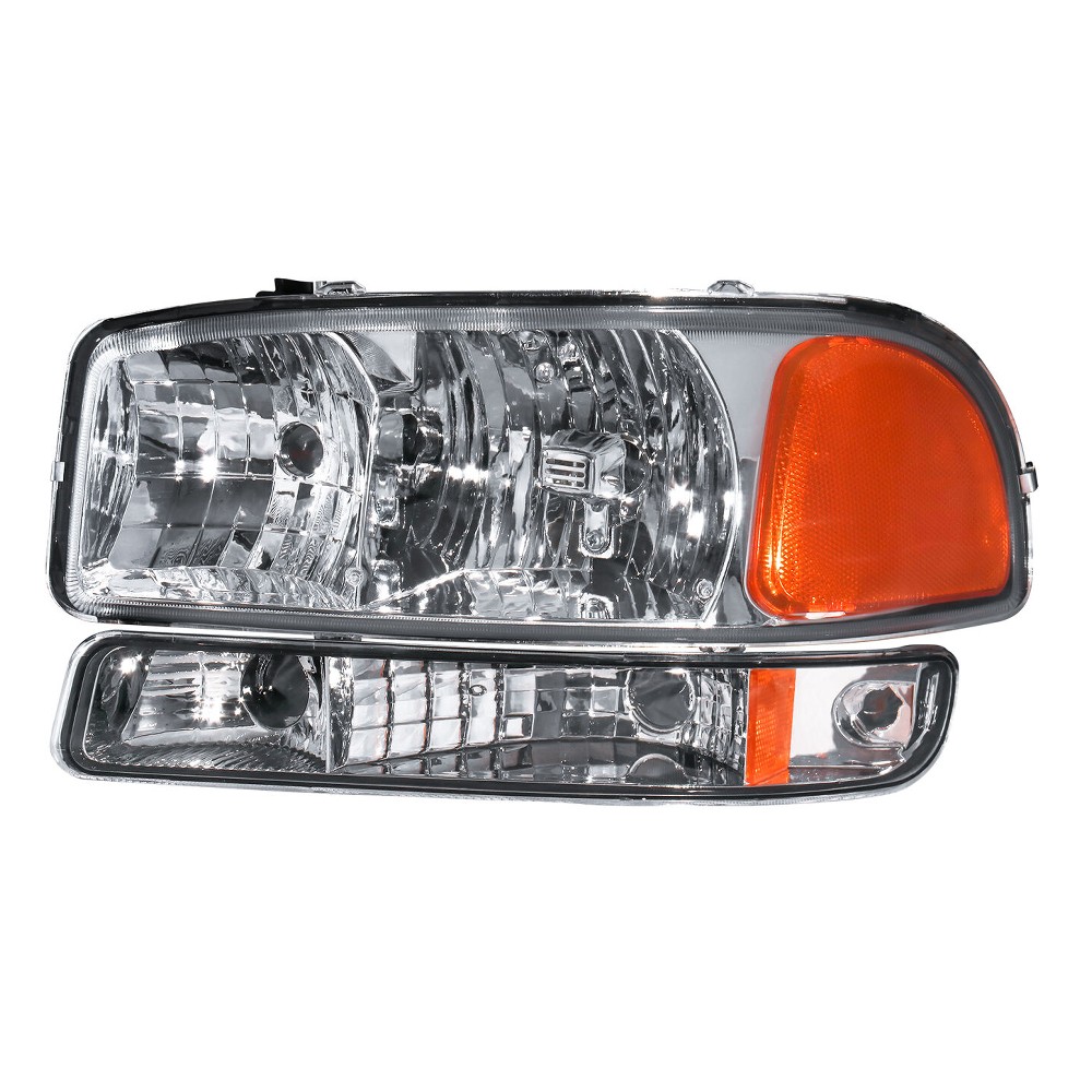 Chrome Headlights Amber Conor Light For GMC 99-07 GMC Sierra Yukon XL 1500 2500