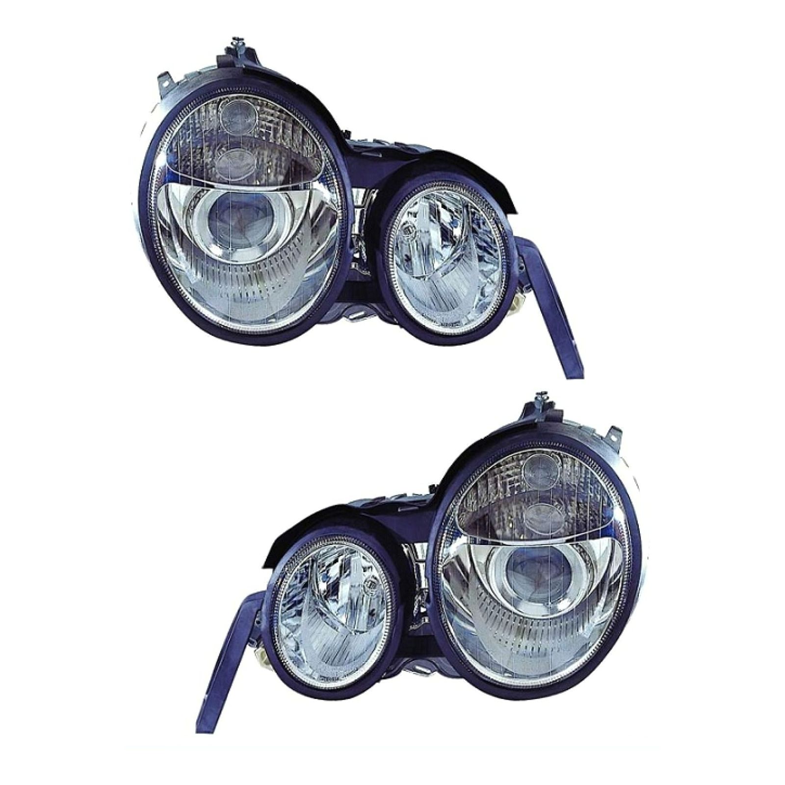 Chrome Bezel Projector Halogen Headlight Set For Mercedes-Benz E300D E55