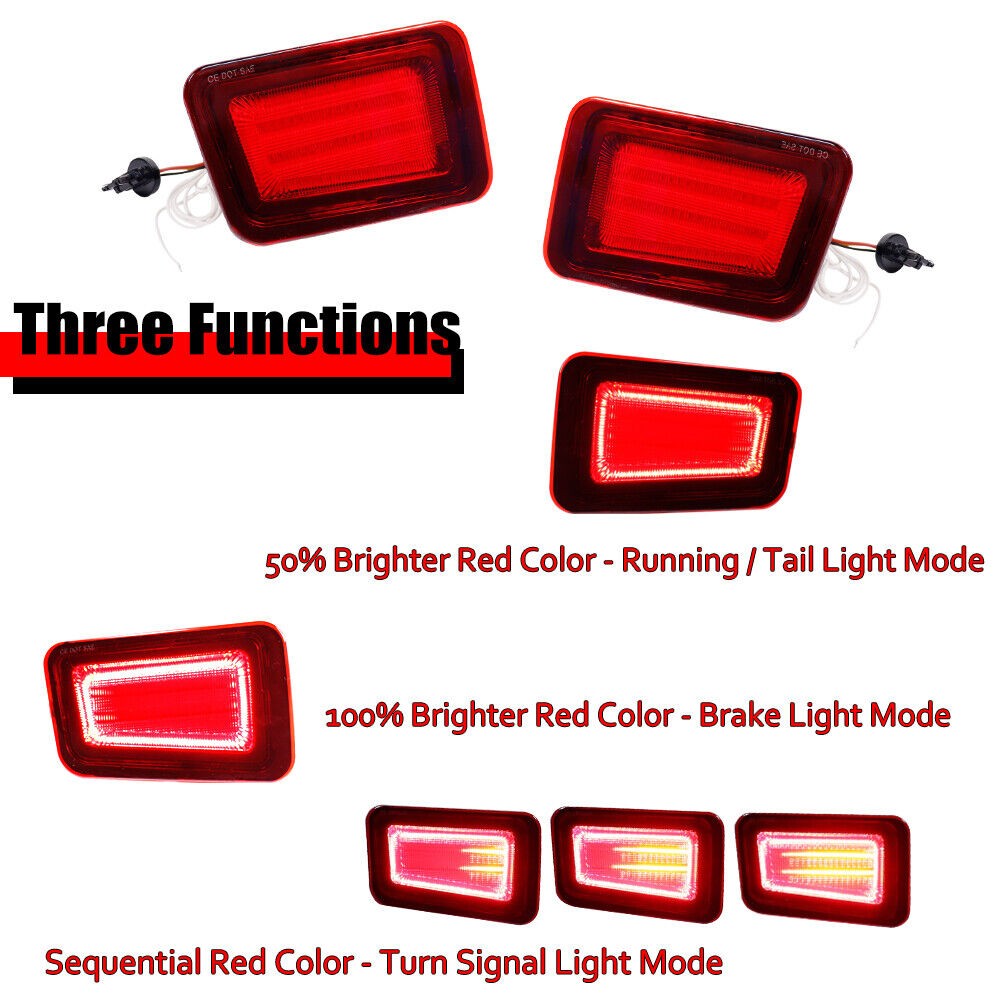 2PCS Red LED Rear Bumper Reflector Tail Brake Signal Lights