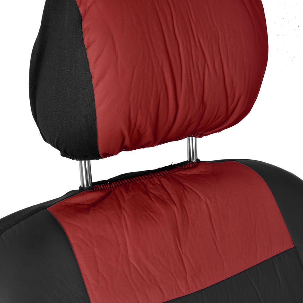 Black/ Dark Red Synth Leather Auto Seat Covers Padded Synth Material For Car SUV