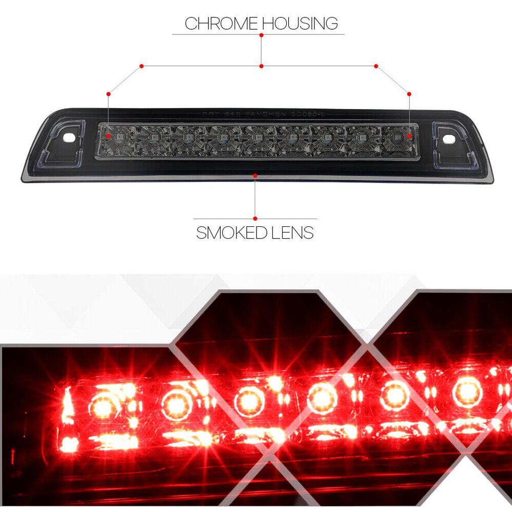 Fits 2006-2014 Honda Ridgeline[Chrome/Smoke]LED Third 3rd Brake Light Tail Lamp