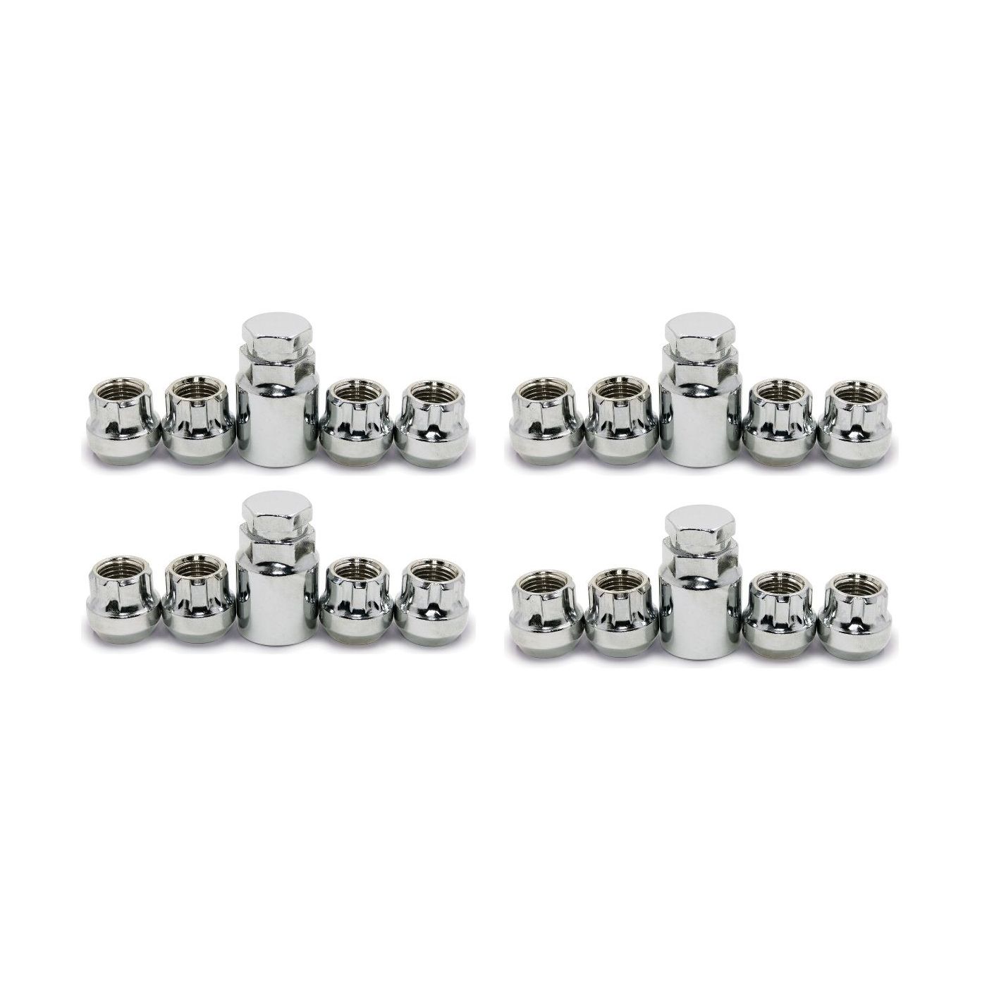 4 Sets Of - For Ford Lincoln Wheel Lock Nuts 14x2 Open End Bulge Acorn Locking Lugs