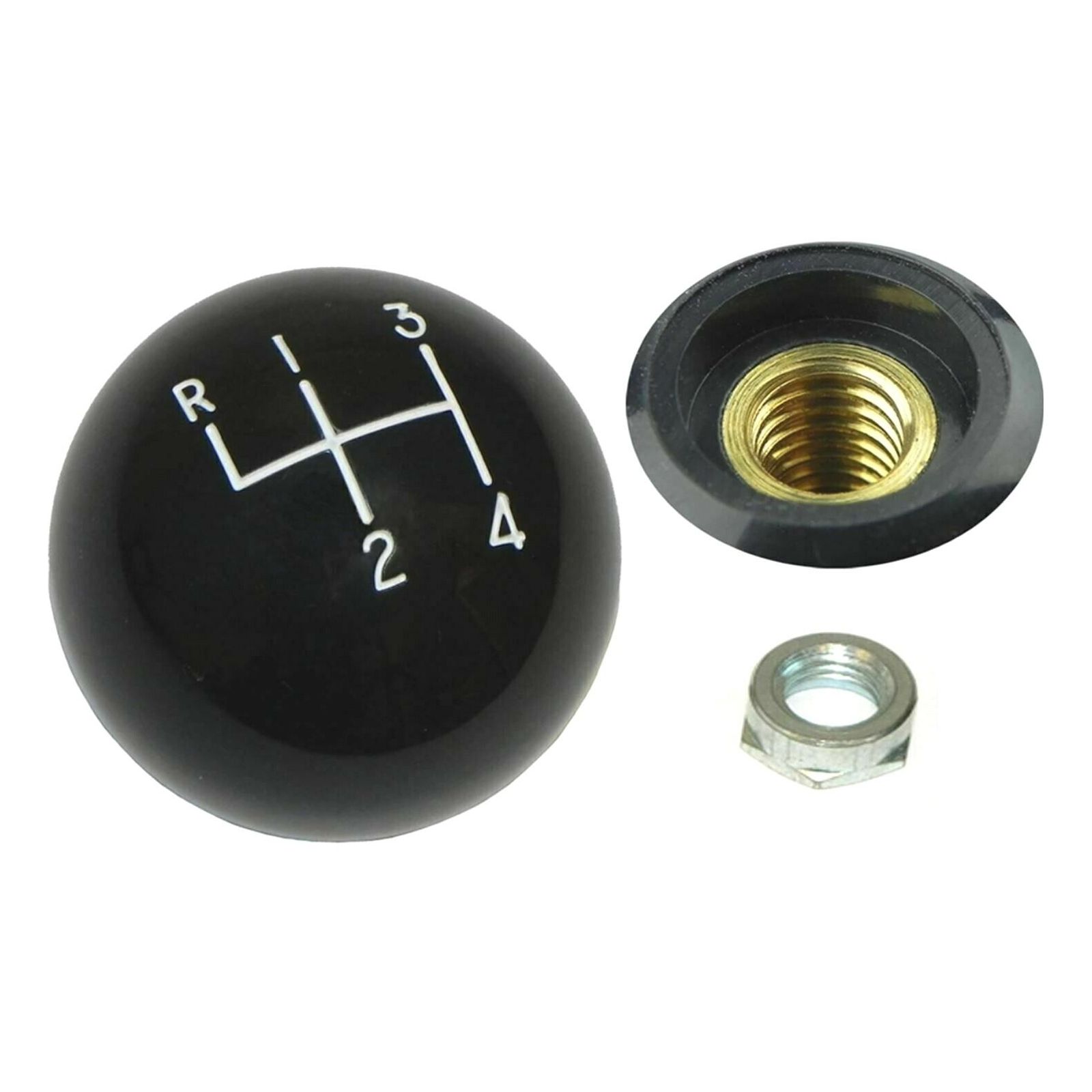 Black 4 Speed Gear Shift Knob 3/8"-16 Thread & Lock Nut 1964-72 GM Models