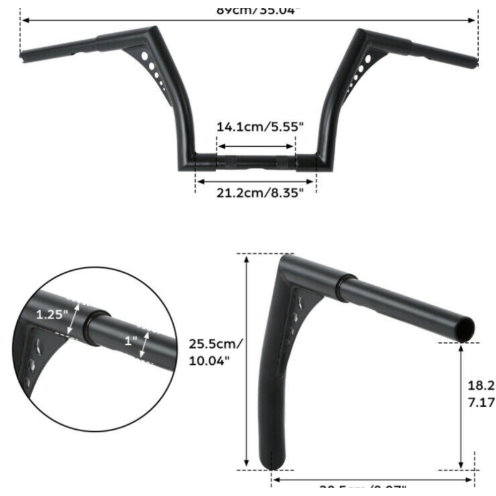 10" Rise 1 1/4" Handlebar Ape Hanger Bar For 1965-2022 Harley-Davidson Black
