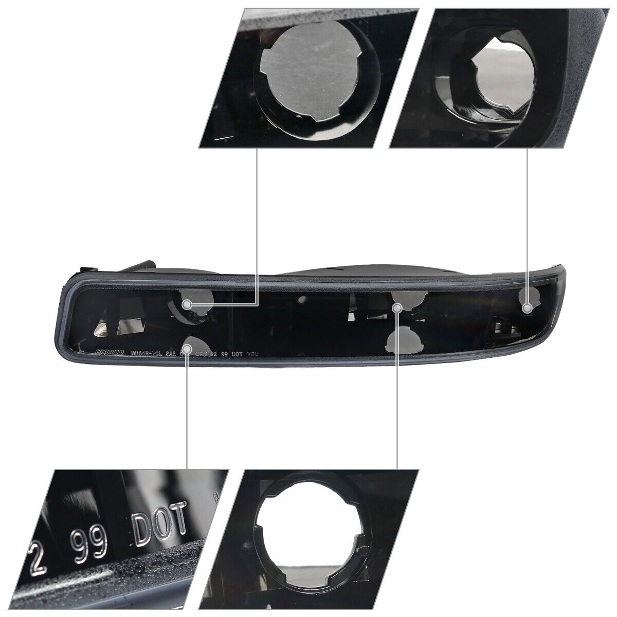 2 Sets Of - Black Bumper Lights Parking Signal Lamps