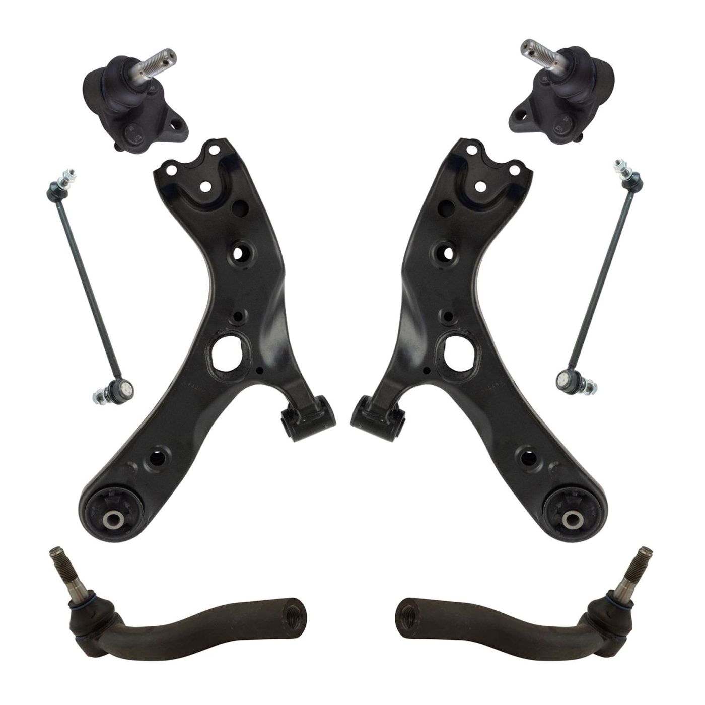 8 Piece Suspension Kit Lower Control Arms W/ Ball Joints Sway Bar Links Tie Rods