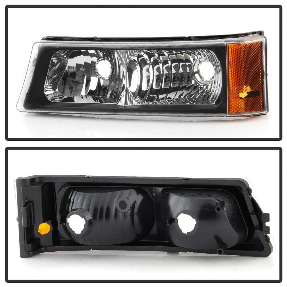 Black For 05-06 Avalanche 1500 LS Bumper Corner Signal Parking Lights Lamps Set