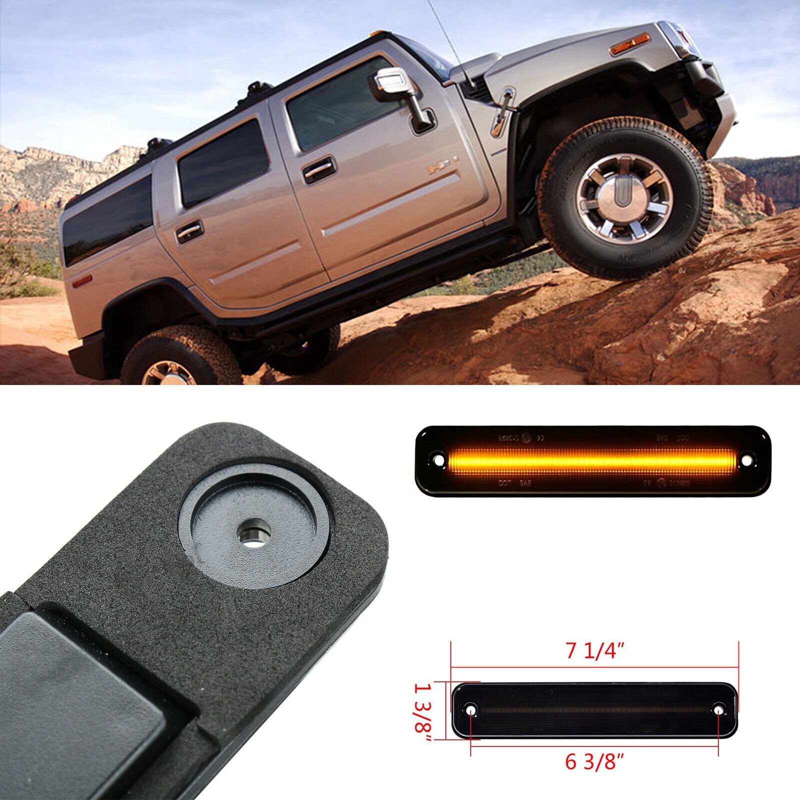 Front Amber LED Fender Side Marker Signal Lights Smoked