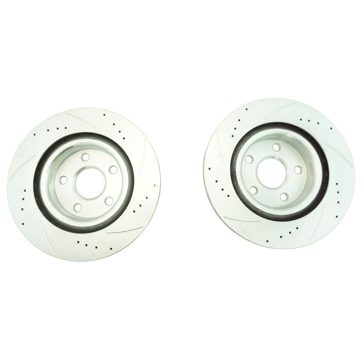 Front & Rear Ceramic Brake Pads & Performance Drilled Slotted Coated Rotor Kit