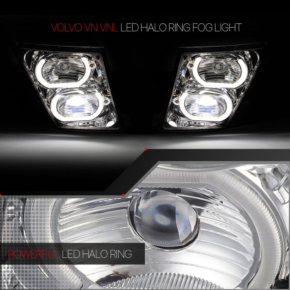 For 04-18 VNL Base A86536-HC200YAHLF Rome {DUAL Led U-HALO} Projector Fog Light