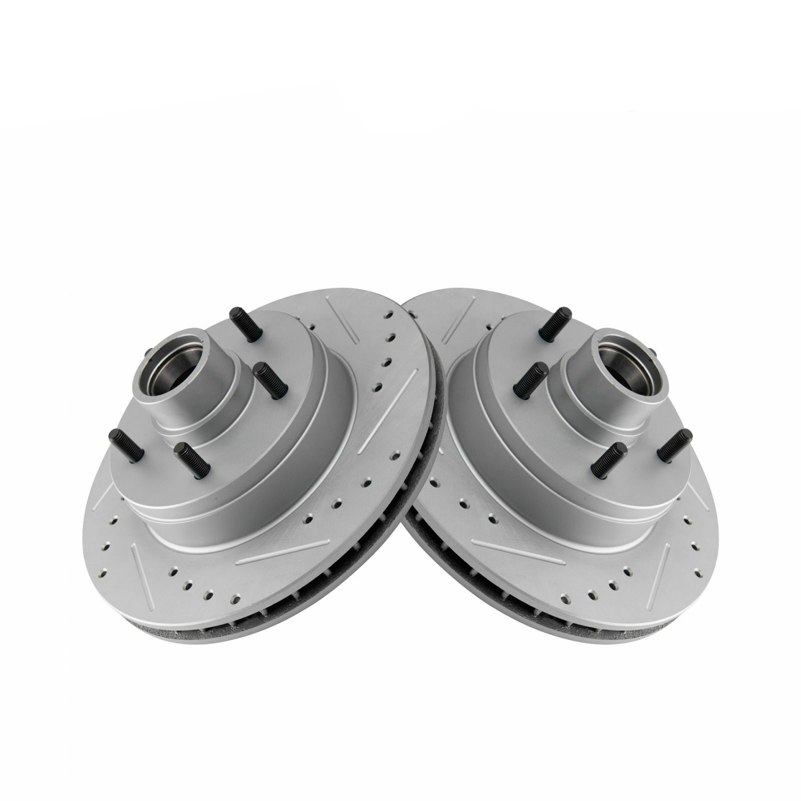 Front Performance Drilled Slotted & Coated Disc Brake Rotor Pair For GM