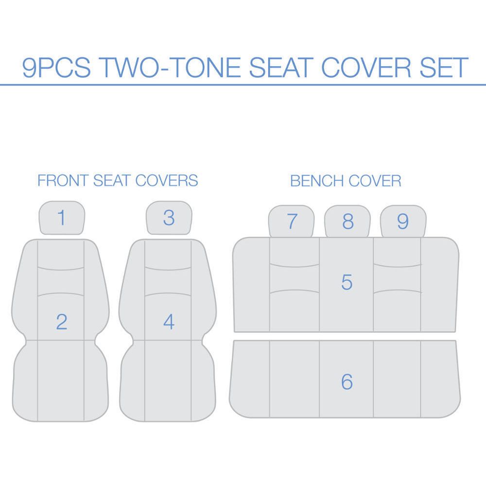 Car Seat Covers For Nissan 1982-2015 Sentra 2 Tone Blue & Black W/Split Bench