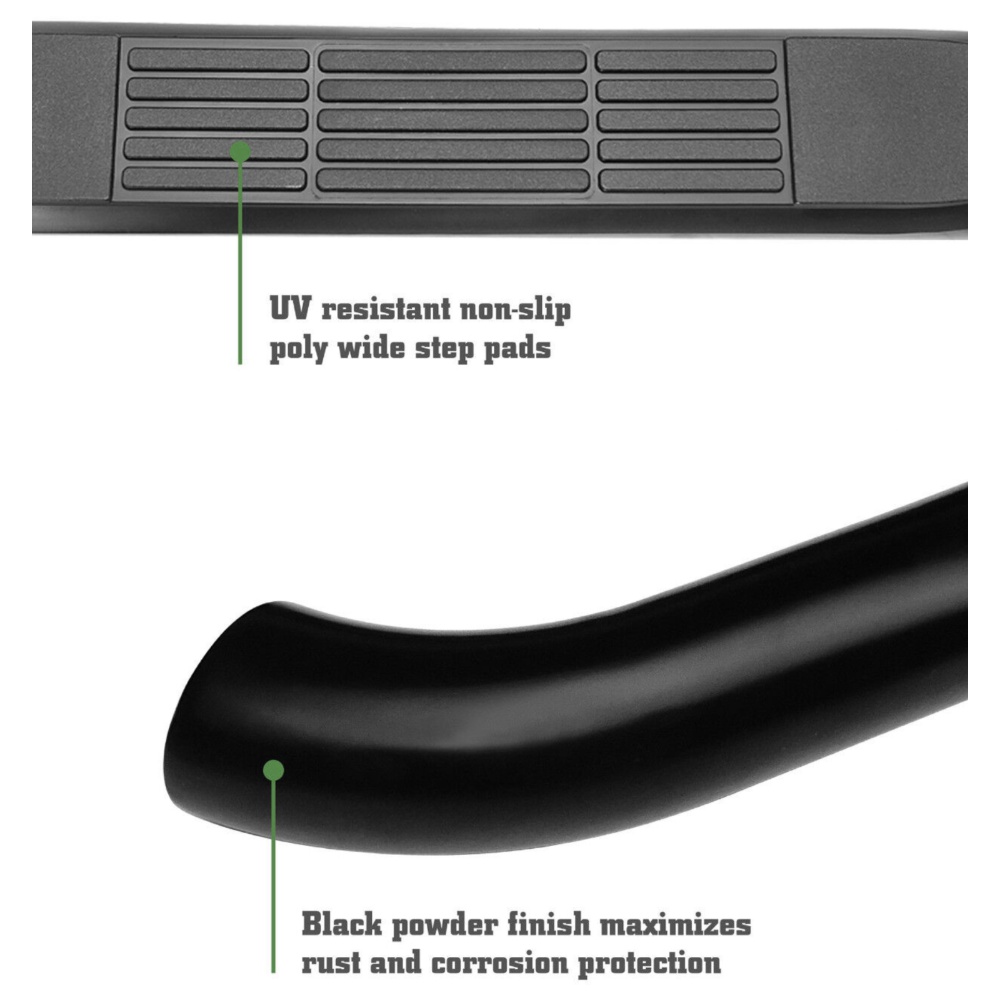 3" Black Side Step Rails For 11-21 Durango Nerf Bars Running Boards