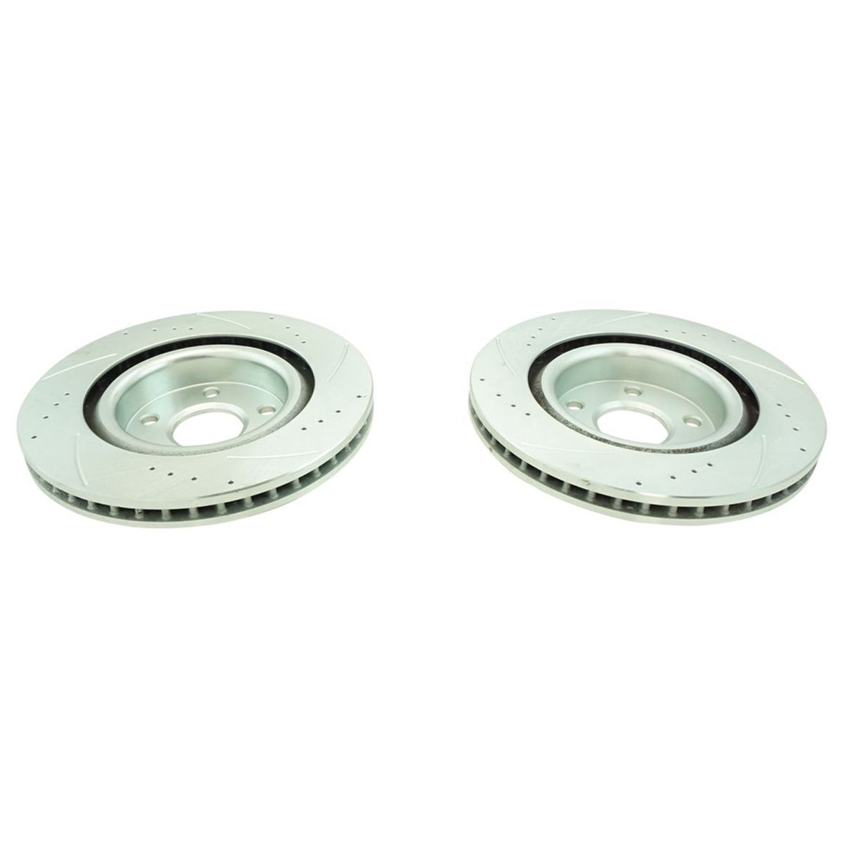 Front & Rear Ceramic Brake Pads & Performance Drilled Slotted Coated Rotor Kit