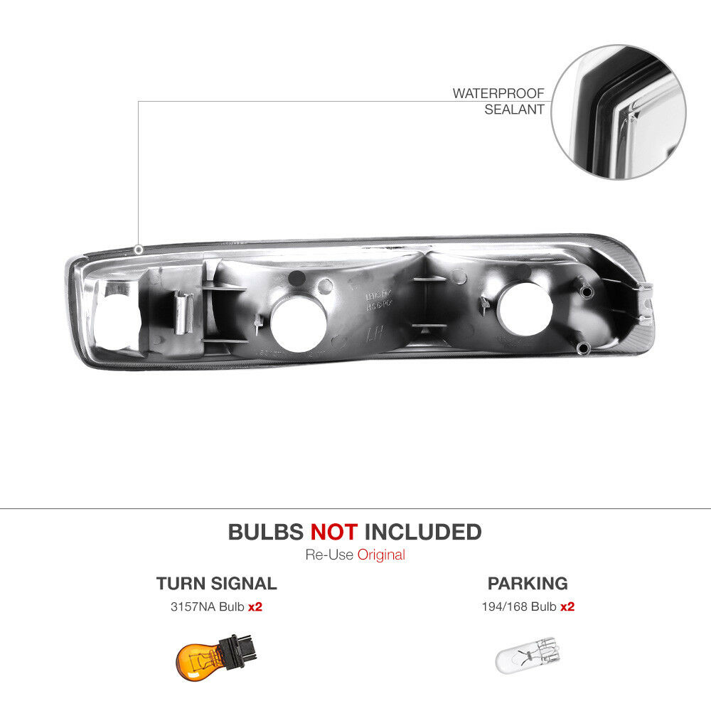 For 1999-2006 Chevrolet Chrome Amber Front Bumper Signal Parking Light Lamp