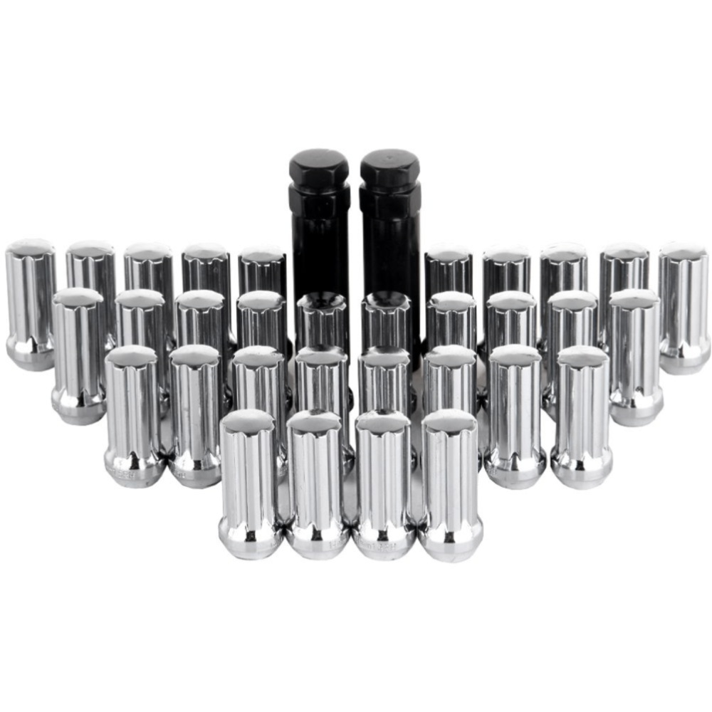 32 X Chrome 7 Spline Thread 14mmx1.5 Lug Nuts + 2 Keys For Ram 1500 2500 3500