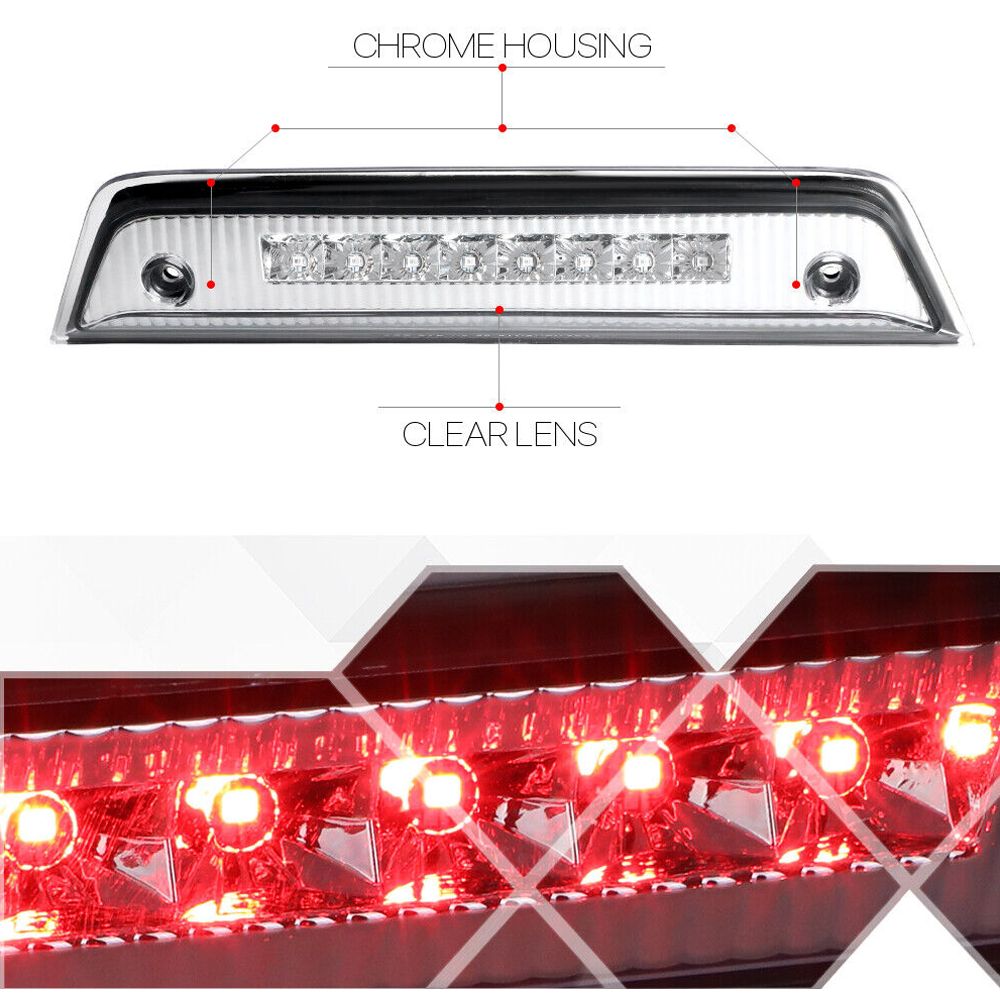 Fits 2010-2016 Dodge Journey [Chrome/Clear] LED Third 3rd Brake Light Tail Lamp