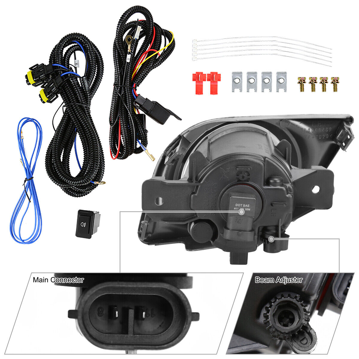 Fog Lights Versa 1.6S 1.6SL 1.6SV Clear Bumper Lamps+Switch