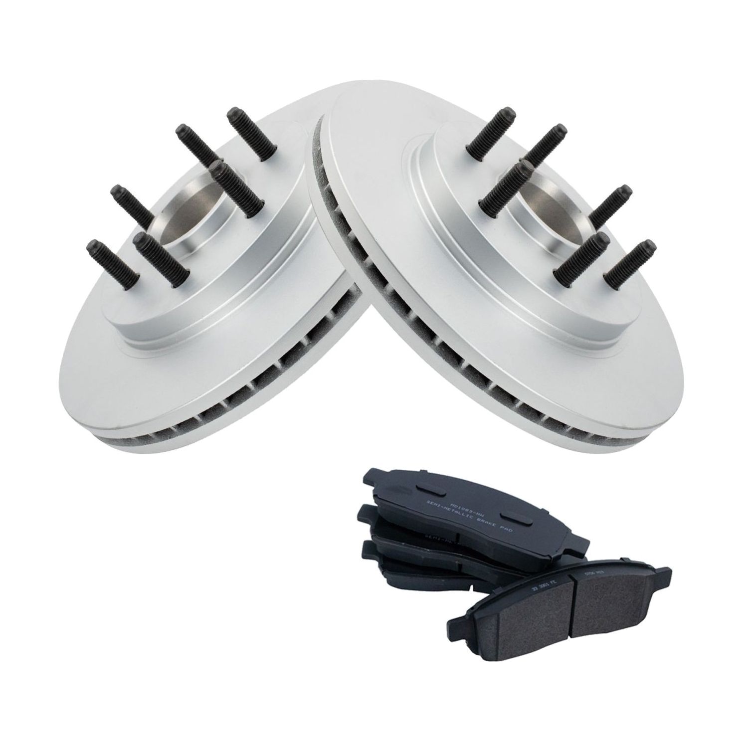 Front Premium Metallic Brake Pad & Coated Rotor Kit For 2004-2008 F-150 2WD