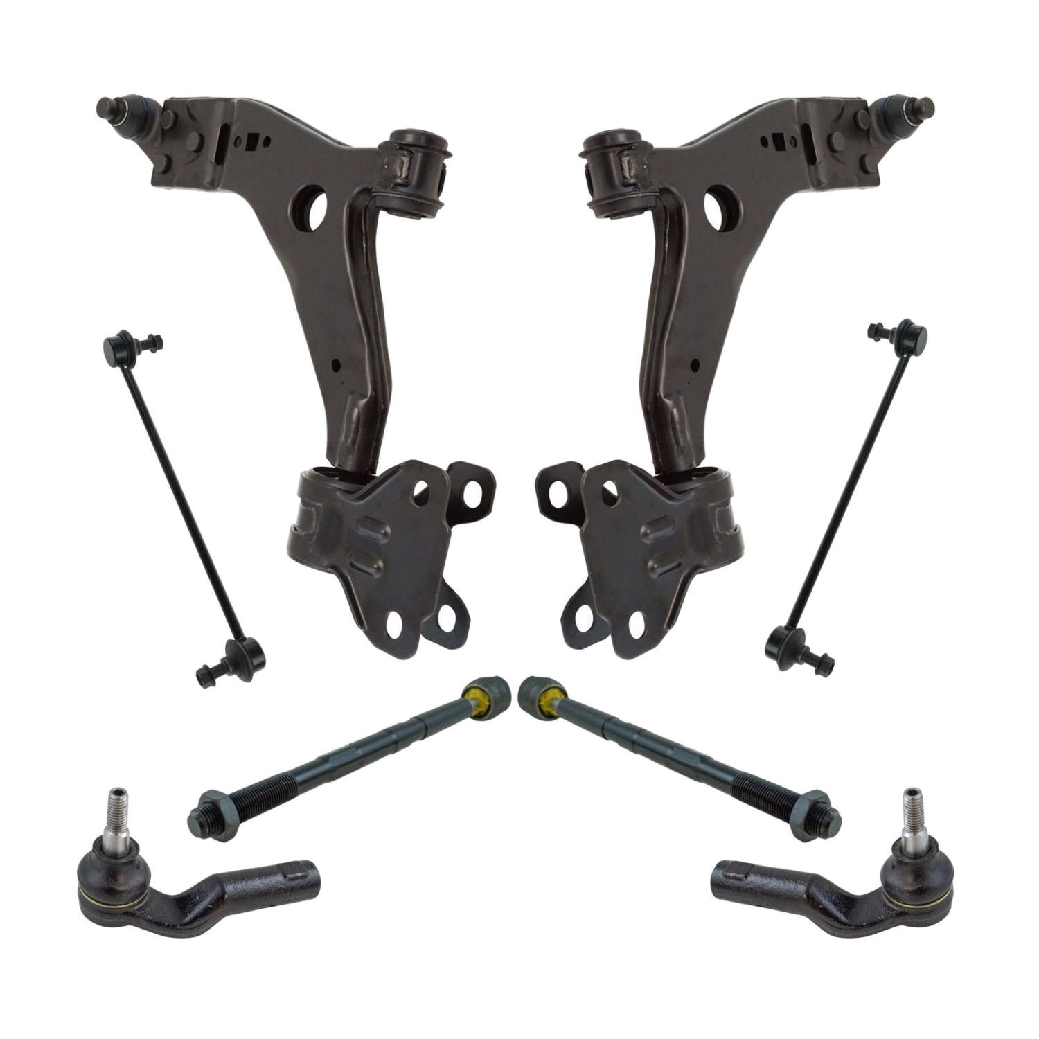 8 Piece Suspension Kit Lower Control Arms W/ Ball Joints Sway Bar Links Tie Rods