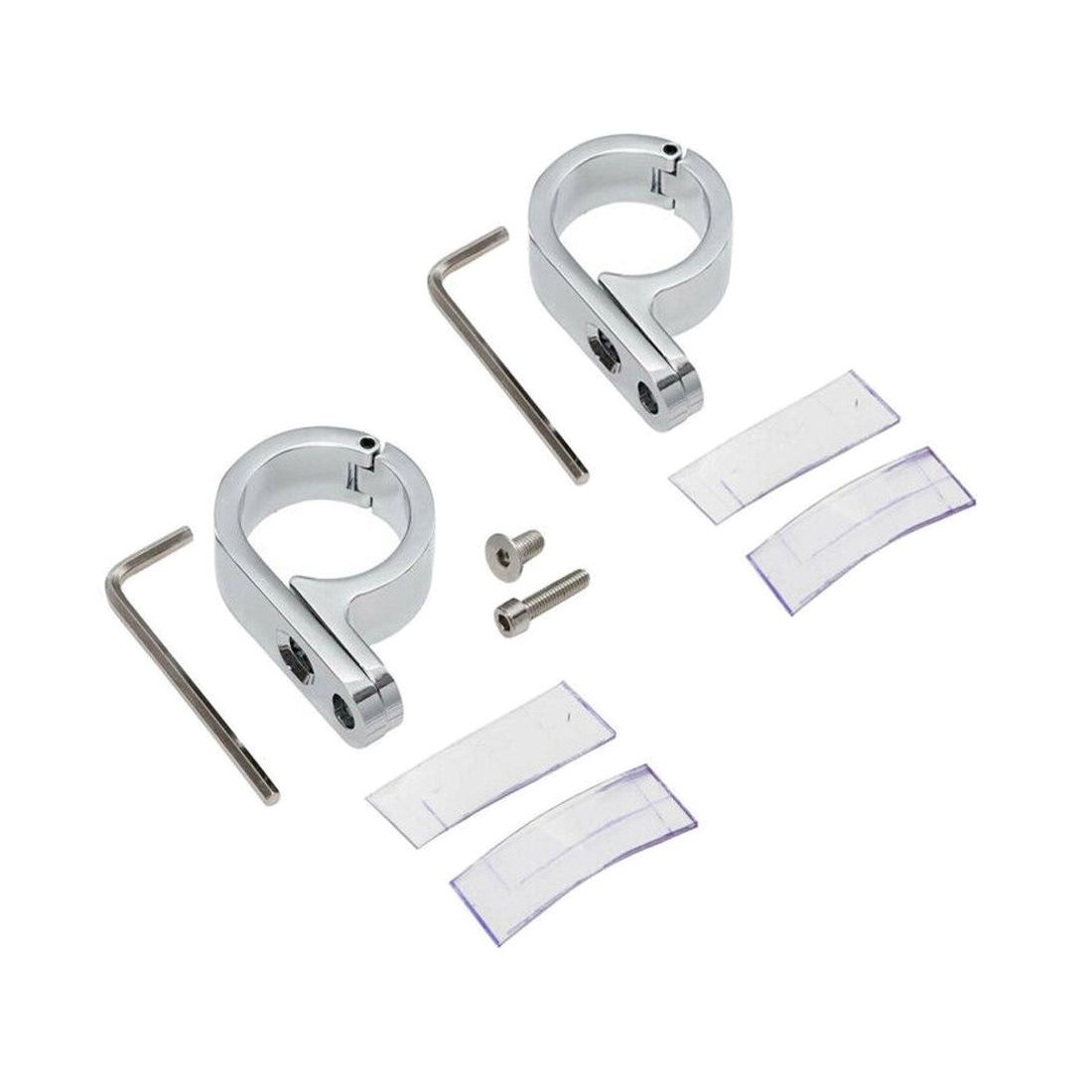 2PCS 1 1/4" 32mm Chrome Universal Handlebar Mounts Clamp Clock For