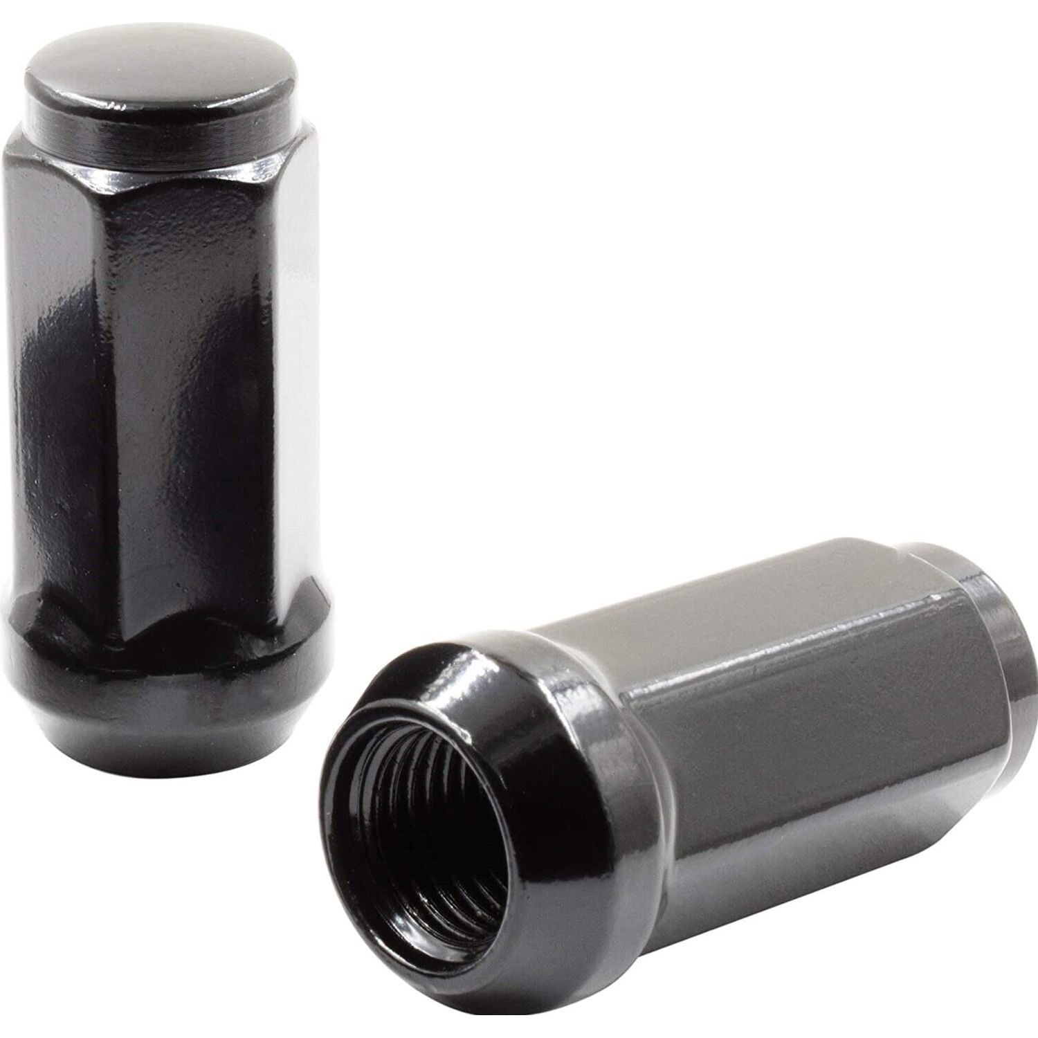 32 Lug Nuts Long Bulge Acorn 9/16-18 1.9" Tall Black Wheel Nut Lugs