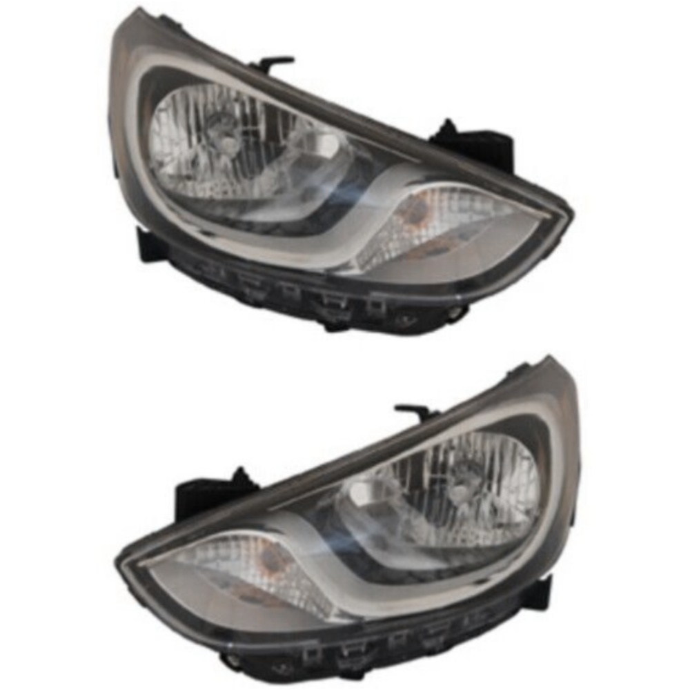 Headlight Set For Hyundai 2012-2014 Accent Left And Right With Bulb 2Pc