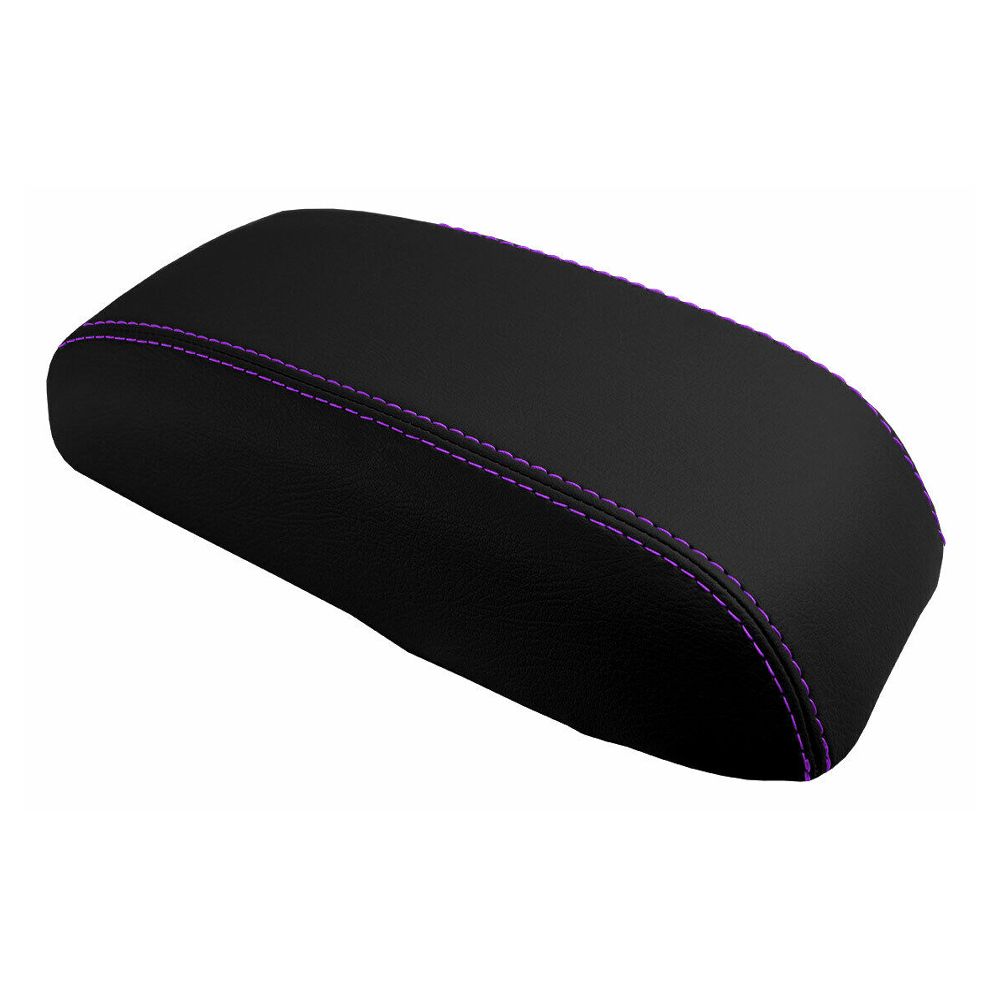 Console Lid Pull Over Armrest Cover Leather For Dodge Neon 00-05 Purple Stitch
