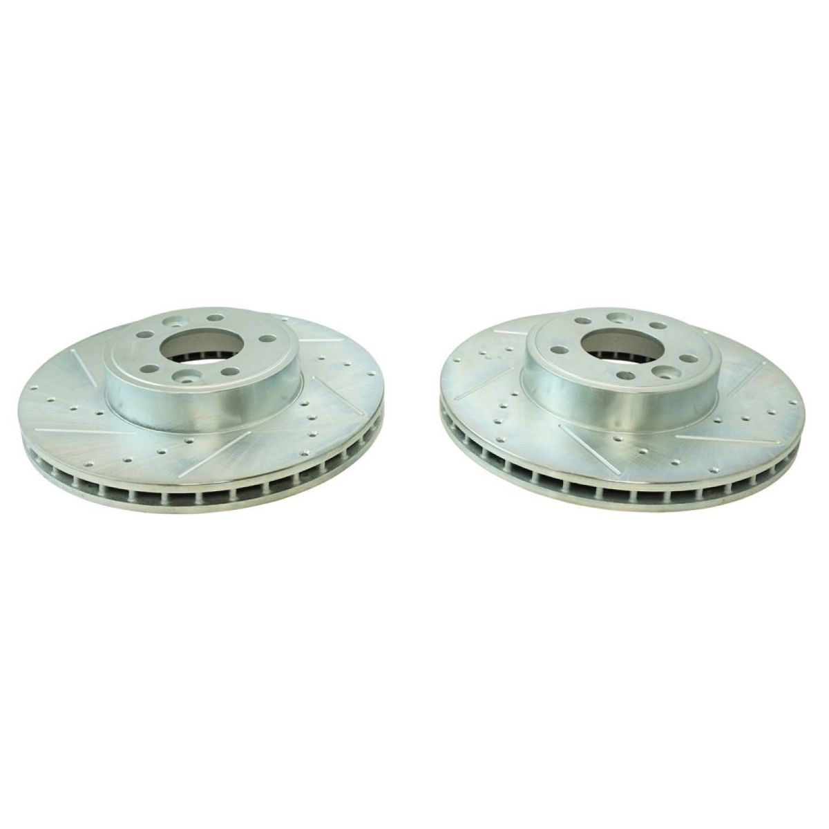 For 98-02 Grand Marquis Front Metallic Brake Pad & Drilled Slotted Coated Rotor