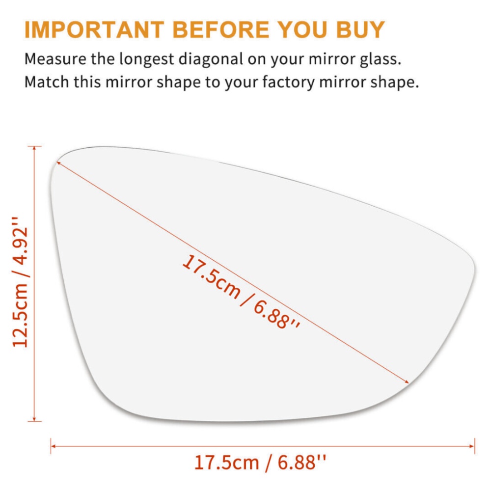 Mirror Glass Heated W/ Backing Plate Passenger Right Side For CC Eos Passat
