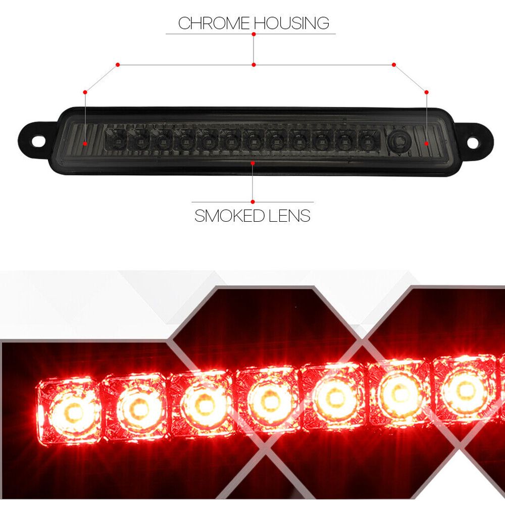 Fits 2004-2015 Armada/QX56[Chrome/Smoke]Full LED Third 3rd Brake Light Tail Lamp