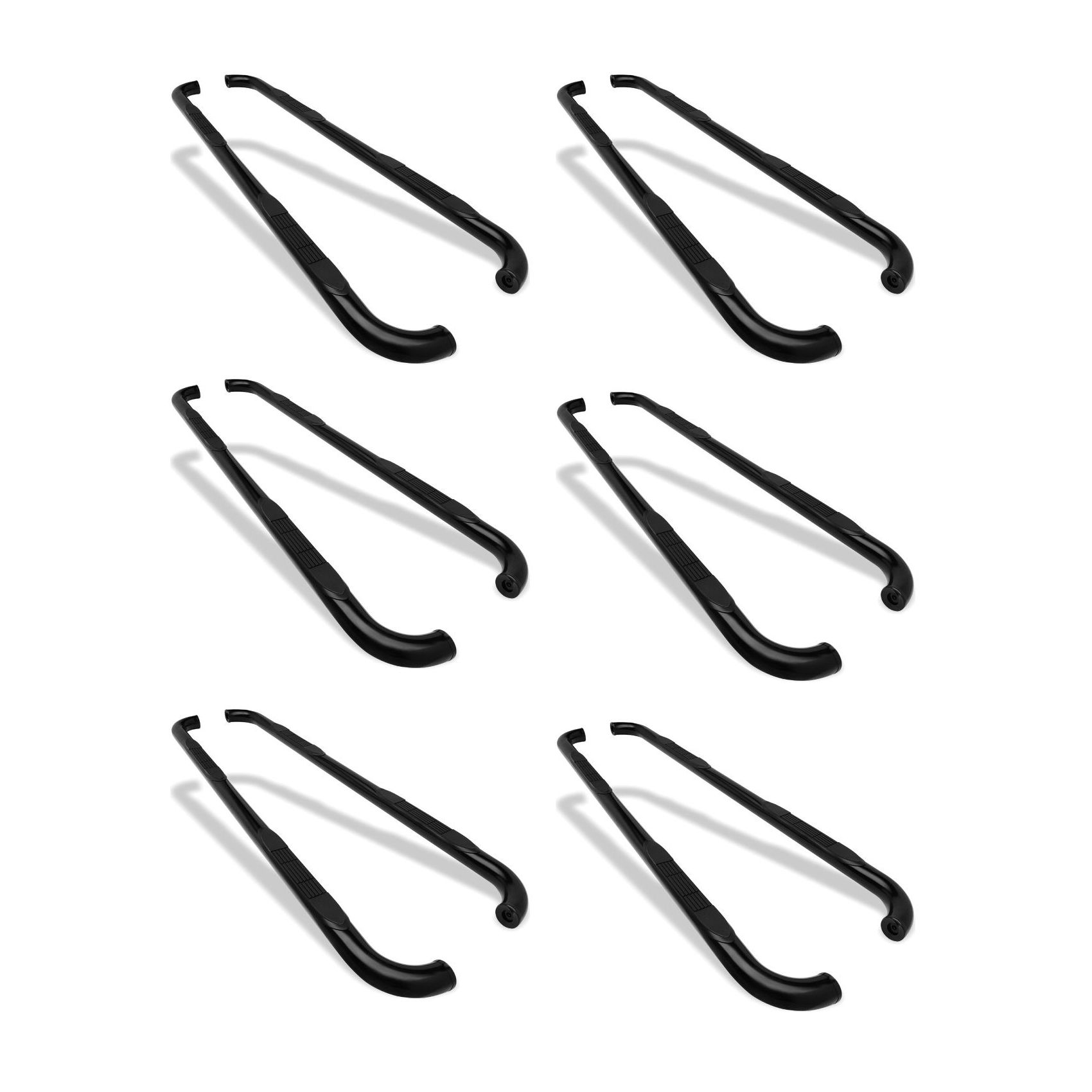 6 Sets Of - 3" Black Side Steps For Dodge Ram Quad Cab Nerf Bar Running Board
