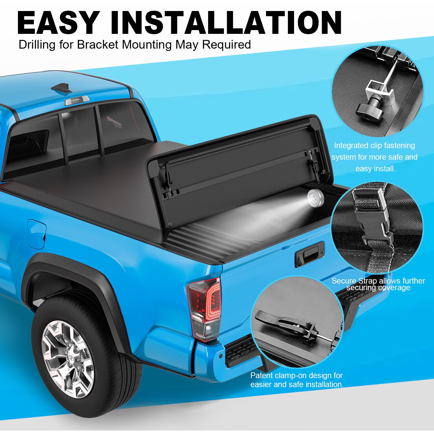 2 Sets Of - 4-Fold 6.5FT Truck Bed Soft Tonneau Cover For Chevy Silverado GMC Sierra