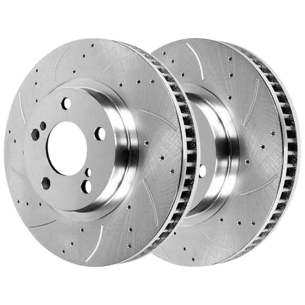 Front Drilled Slotted Brake Rotors Silver & Pads For HS250h Prius V RAV4 XB 2.5L